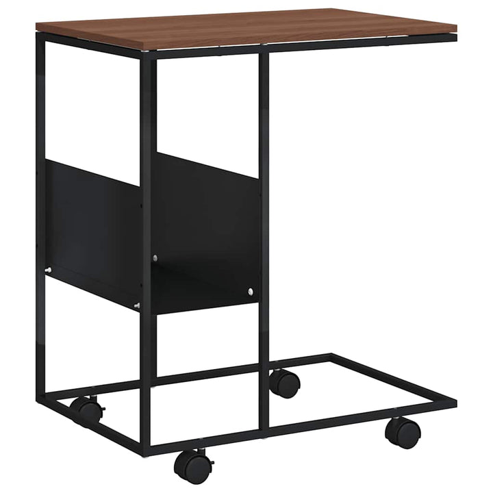 sidebord med hjul 55x36x63,5 cm konstrueret træ sort