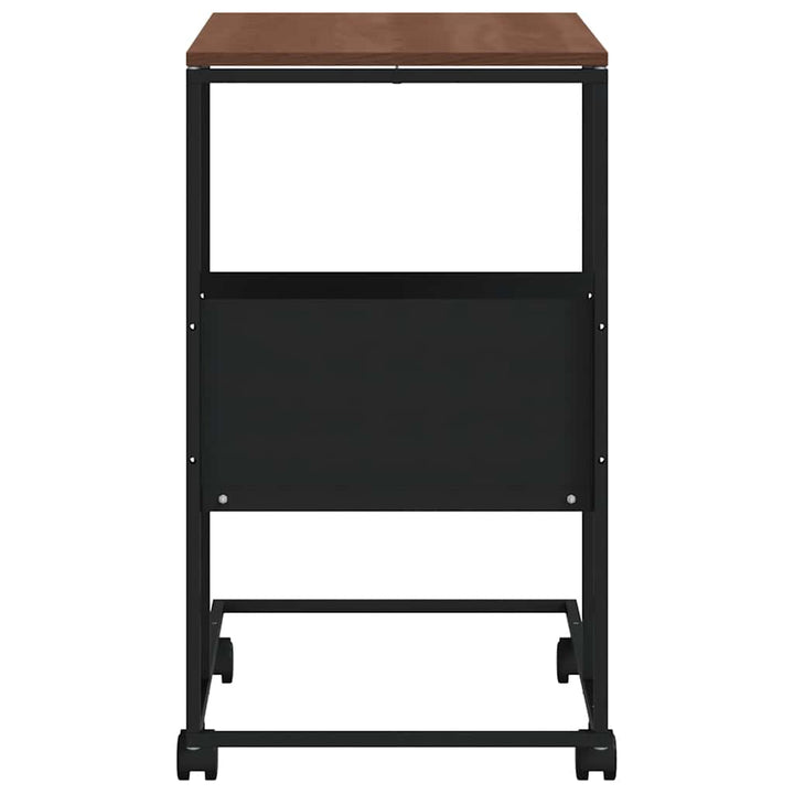 sidebord med hjul 55x36x63,5 cm konstrueret træ sort