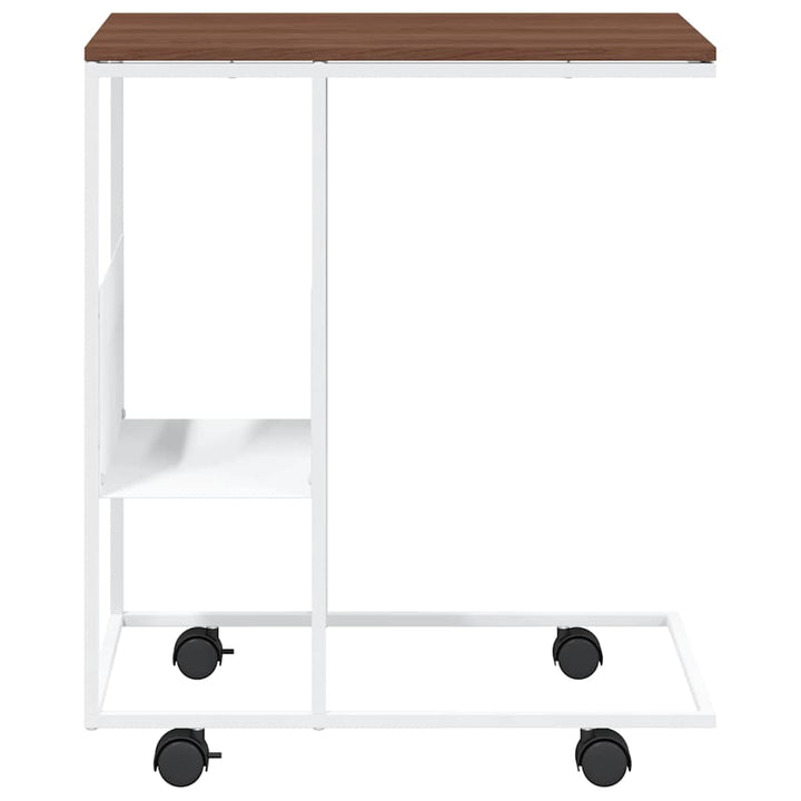sidebord med hjul 55x36x63,5 cm konstrueret træ hvid