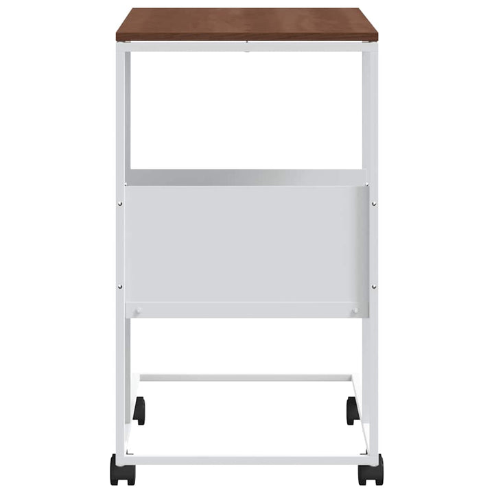 sidebord med hjul 55x36x63,5 cm konstrueret træ hvid