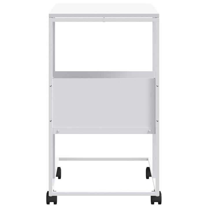 sidebord med hjul 55x36x63,5 cm konstrueret træ hvid