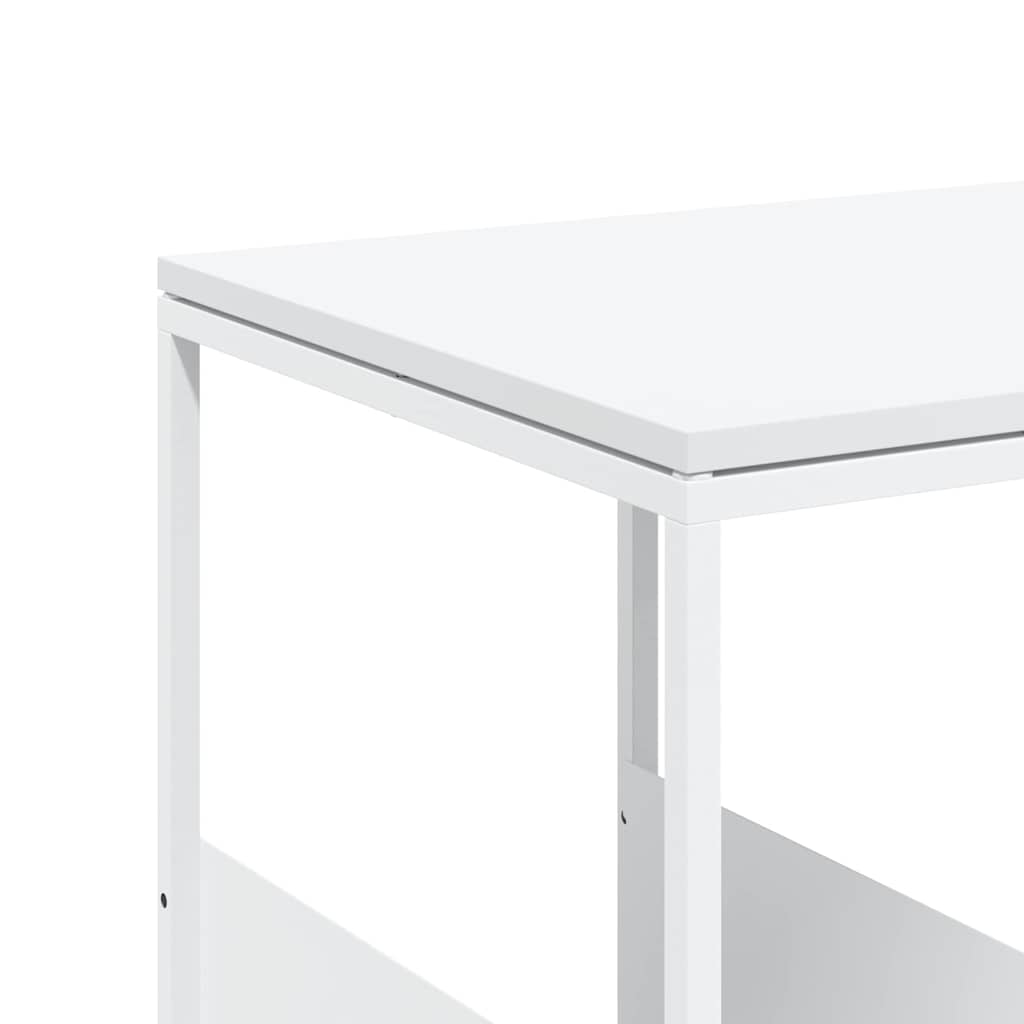 sidebord med hjul 55x36x63,5 cm konstrueret træ hvid
