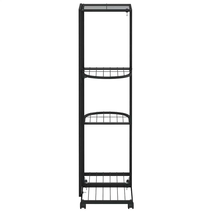 blomsterstativ 4 niveauer med hjul 44x23x80 cm jern sort
