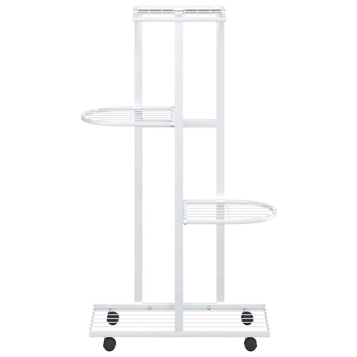 blomsterstativ 4 niveauer med hjul 44x23x80 cm jern hvid