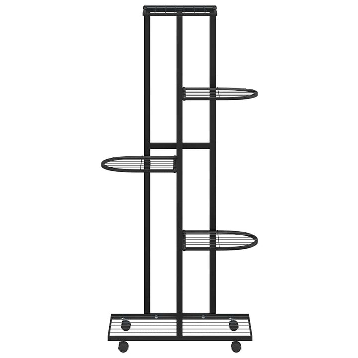 blomsterstativ 5 niveauer med hjul 44x23x100 cm jern sort