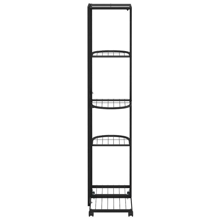 blomsterstativ 5 niveauer med hjul 44x23x100 cm jern sort