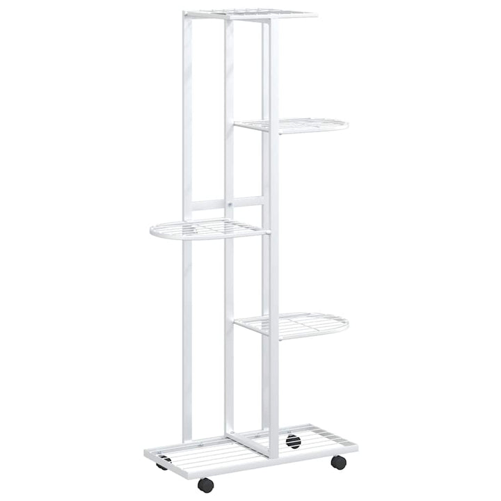 blomsterstativ 5 niveauer med hjul 44x23x100 cm jern hvid