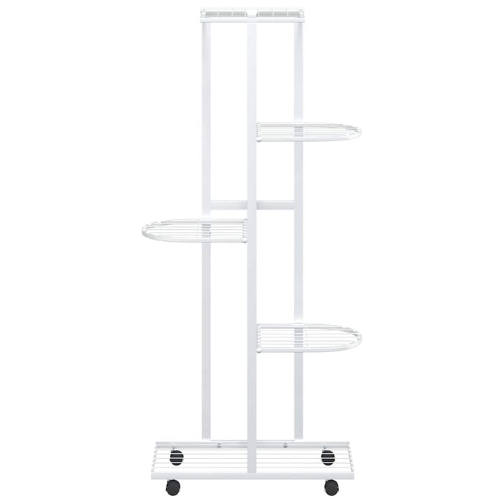 blomsterstativ 5 niveauer med hjul 44x23x100 cm jern hvid