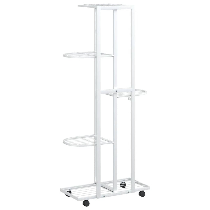 blomsterstativ 5 niveauer med hjul 44x23x100 cm jern hvid