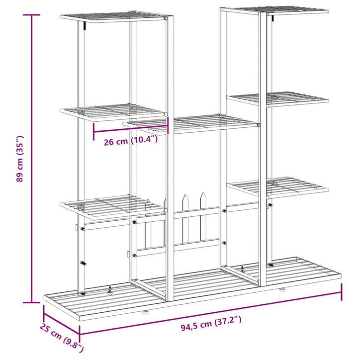 blomsterstativ 94,5x25x89 cm jern sort