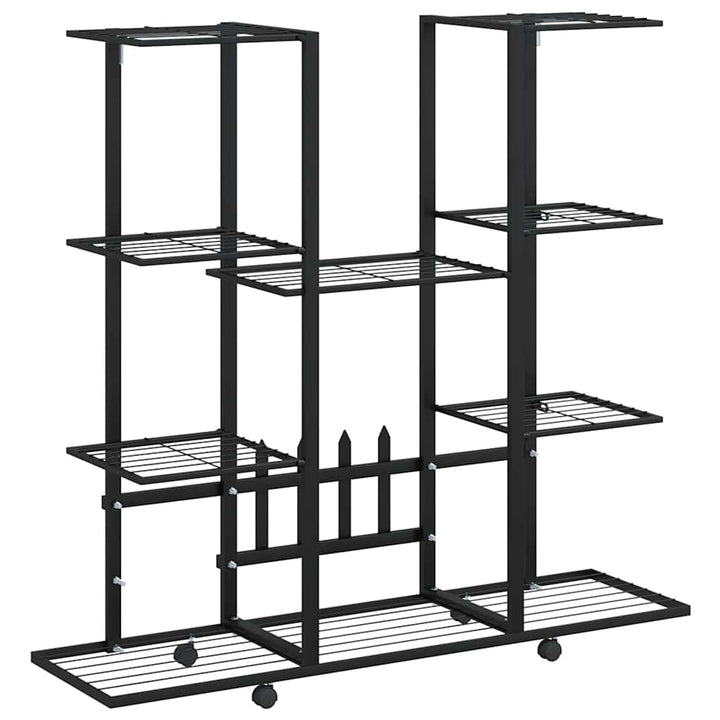 blomsterstativ med hjul 94,5x24,5x91,5 cm jern sort