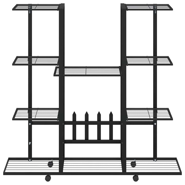 blomsterstativ med hjul 94,5x24,5x91,5 cm jern sort