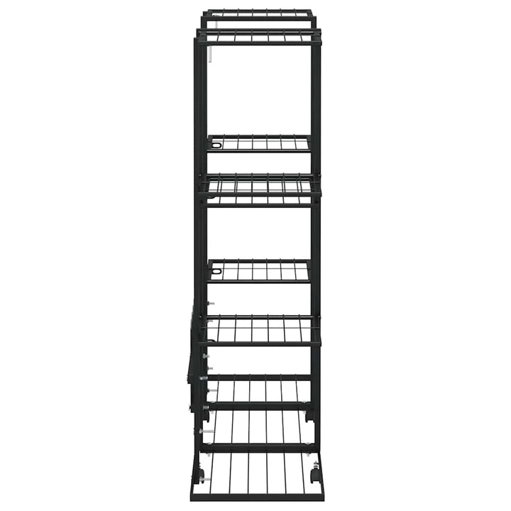 blomsterstativ med hjul 94,5x24,5x91,5 cm jern sort