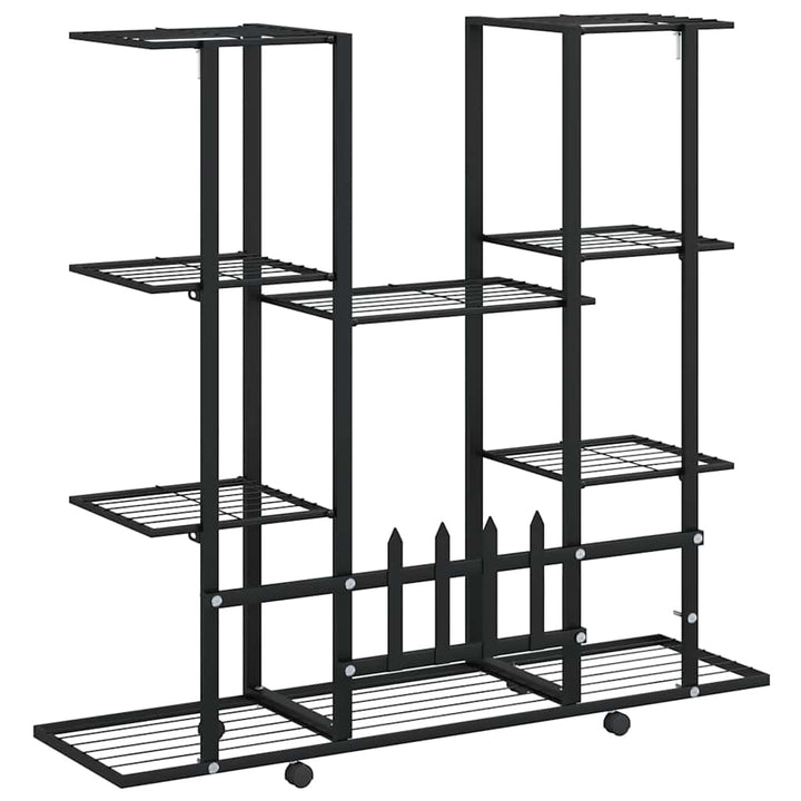blomsterstativ med hjul 94,5x24,5x91,5 cm jern sort