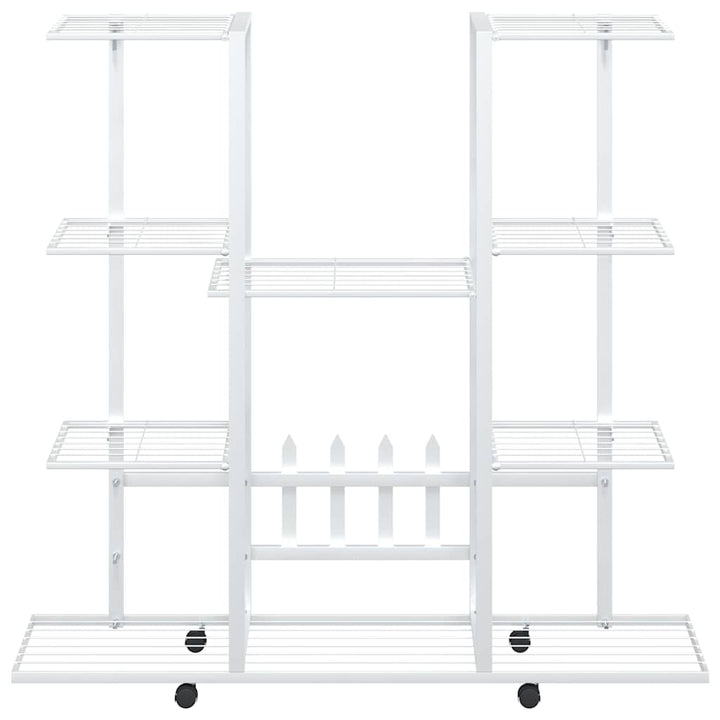 blomsterstativ med hjul 94,5x24,5x91,5 cm jern hvid