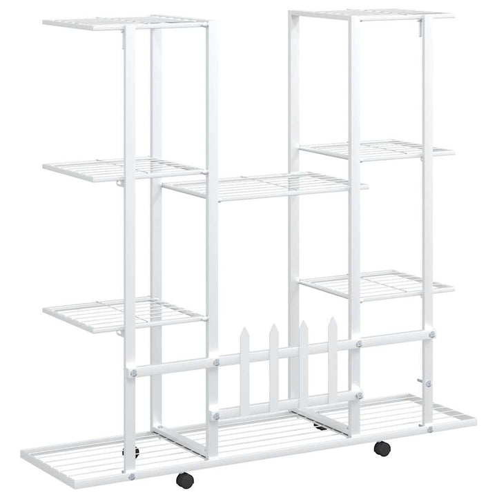 blomsterstativ med hjul 94,5x24,5x91,5 cm jern hvid