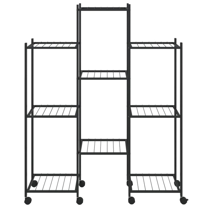 blomsterstativ med hjul 83x25x103,5 cm jern sort