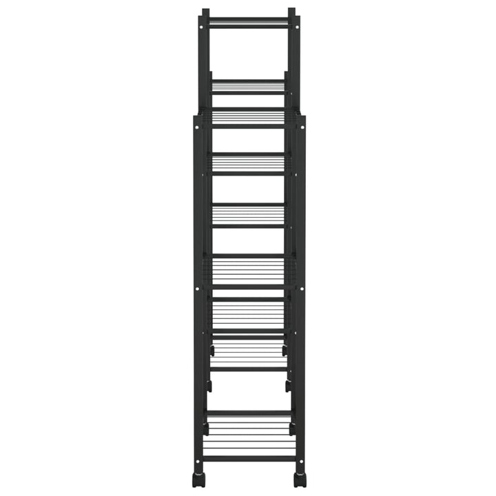 blomsterstativ med hjul 83x25x103,5 cm jern sort