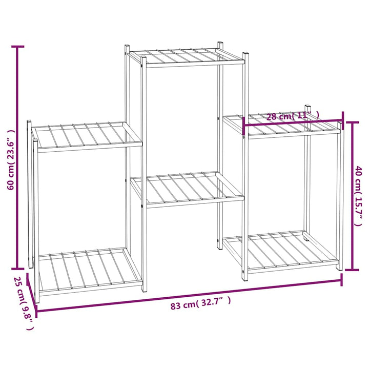 blomsterstativ 83x25x60 cm jern sort