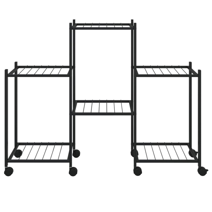 blomsterstativ med hjul 83x25x63,5 cm jern sort