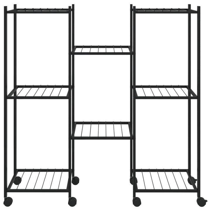 blomsterstativ med hjul 83x25x83,5 cm jern sort