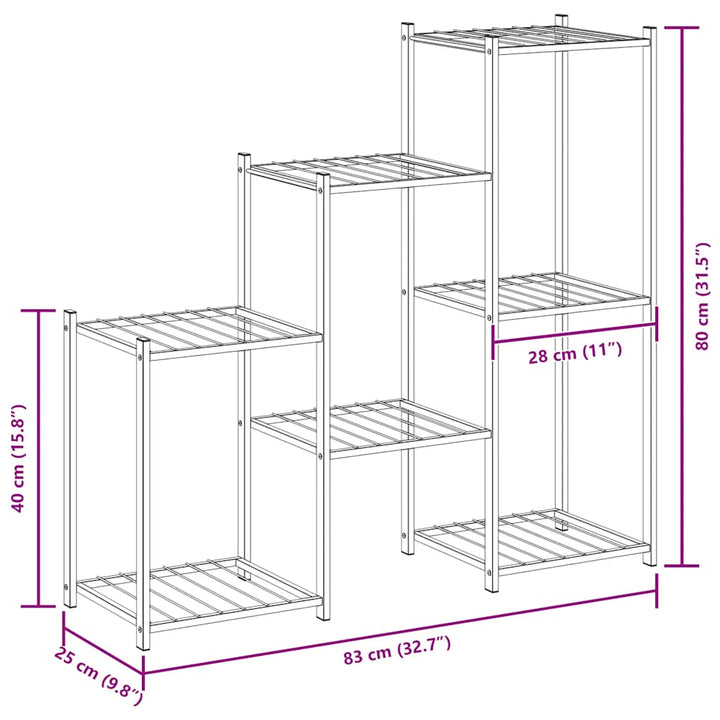 blomsterstativ 83x25x80 cm jern sort