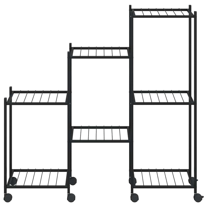 blomsterstativ med hjul 83x25x83,5 cm jern sort