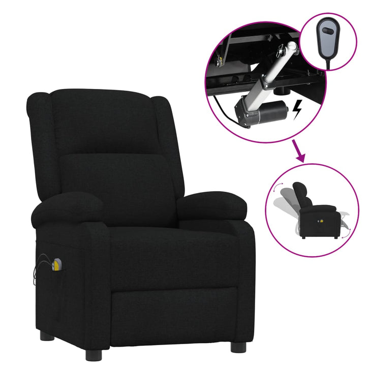 eldrevet massagestol stof sort