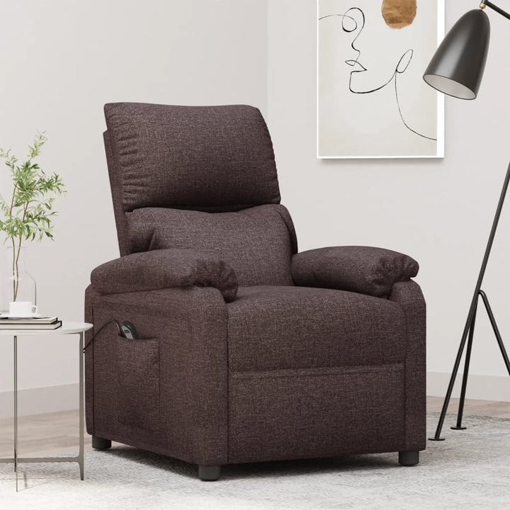 eldrevet lænestol stof mørkebrun