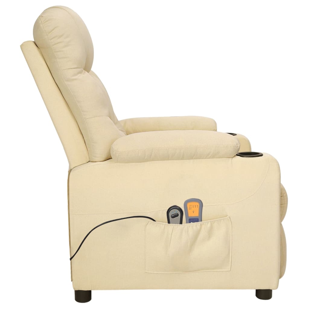 eldrevet massagestol stof cremefarvet