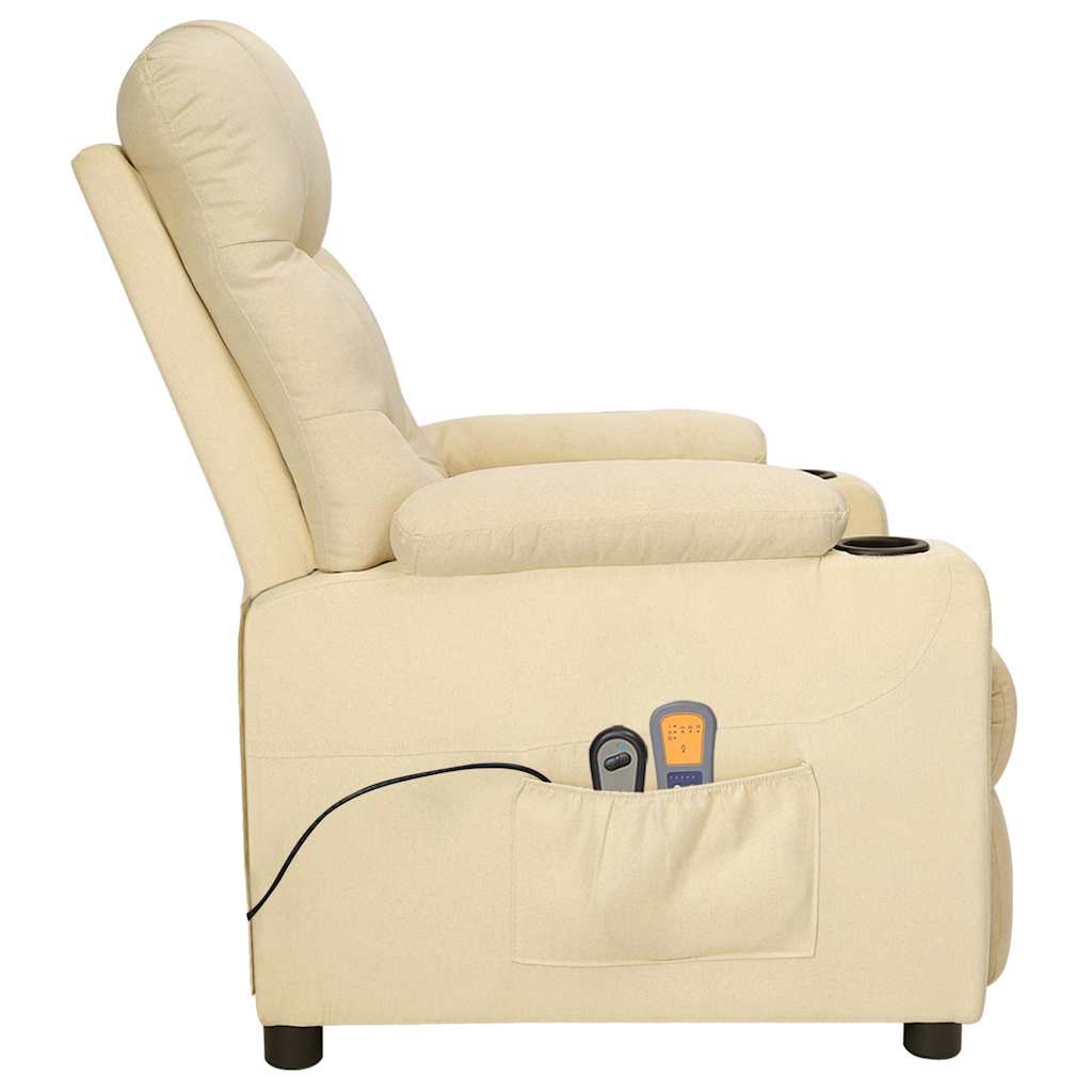 eldrevet massagestol stof cremefarvet