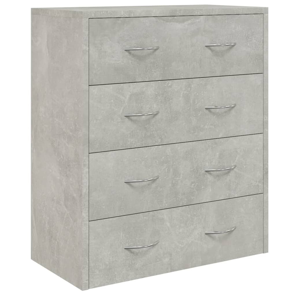 skænk med 4 skuffer 60x30,5x71 cm betongrå