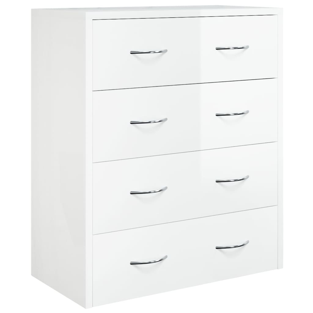 skænk med 4 skuffer 60x30,5x71 cm hvid højglans