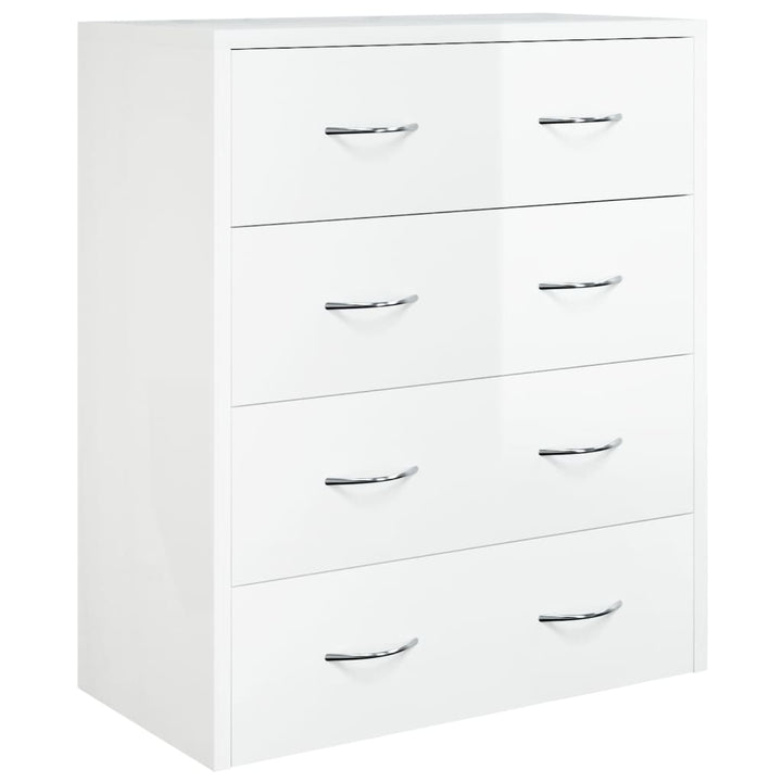 skænk med 4 skuffer 60x30,5x71 cm hvid højglans