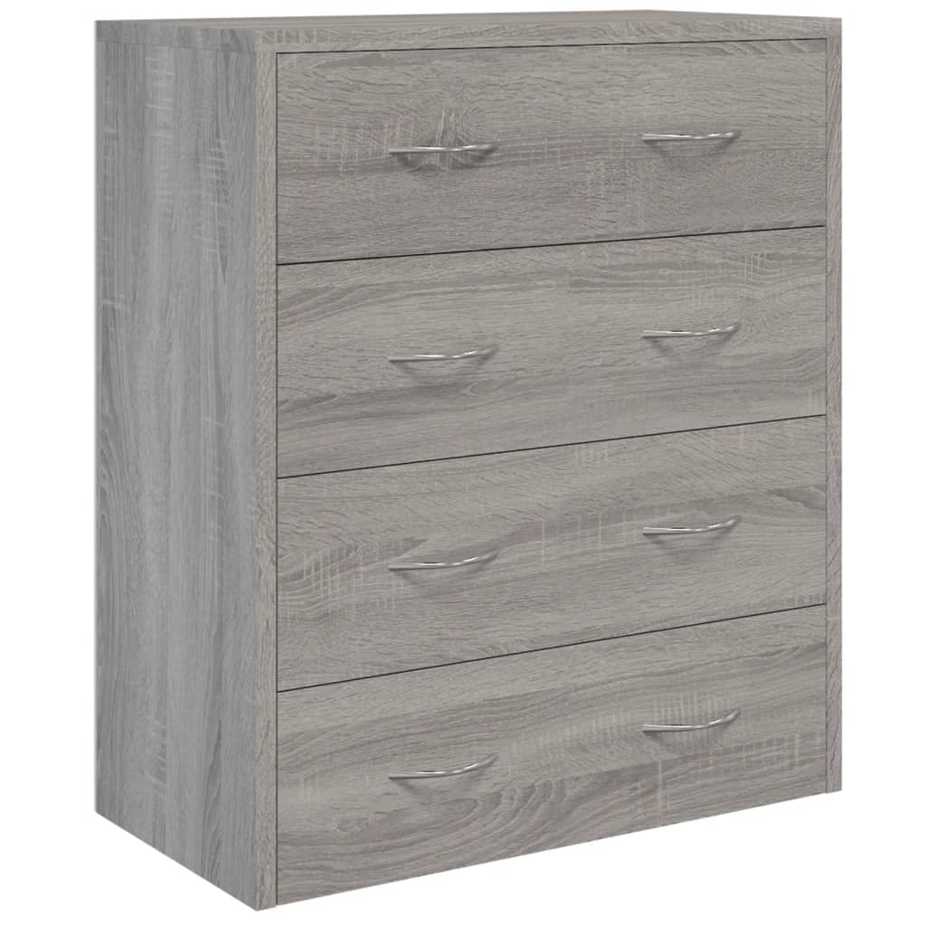 skænk med 4 skuffer 60x30,5x71 cm grå sonoma-eg
