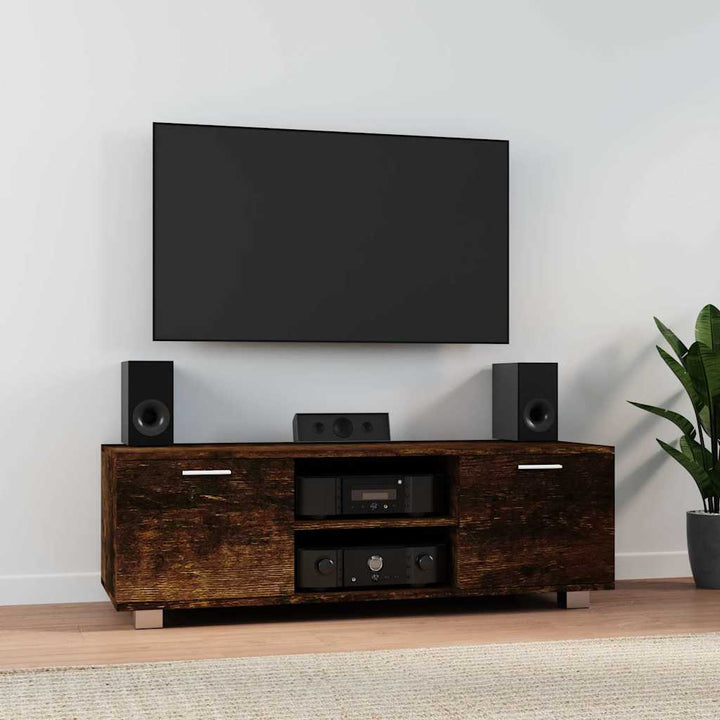 tv-bord 120x40,5x35 cm konstrueret træ røget egetræ