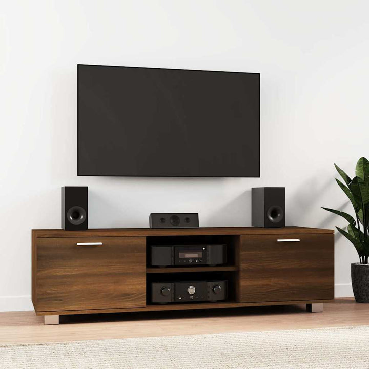 tv-bord 140x40,5x35 cm konstrueret træ brun egetræsfarve