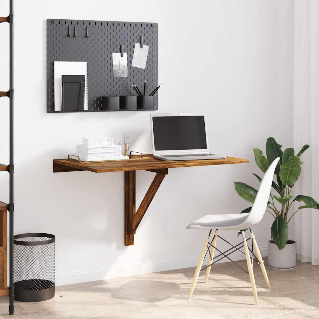 væghængt klapbord 100x60x56 cm konstrueret træ røget egetræ