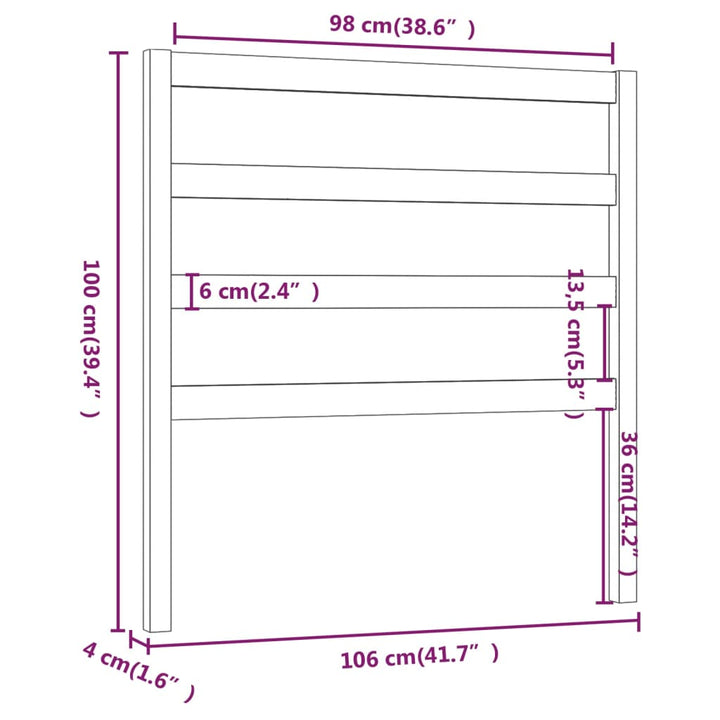 sengegærde 106x4x100 cm massivt fyrretræ sort