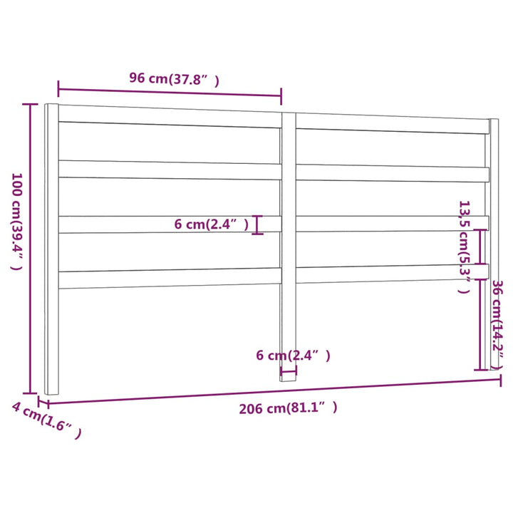 sengegærde 206x4x100 cm massivt fyrretræ sort