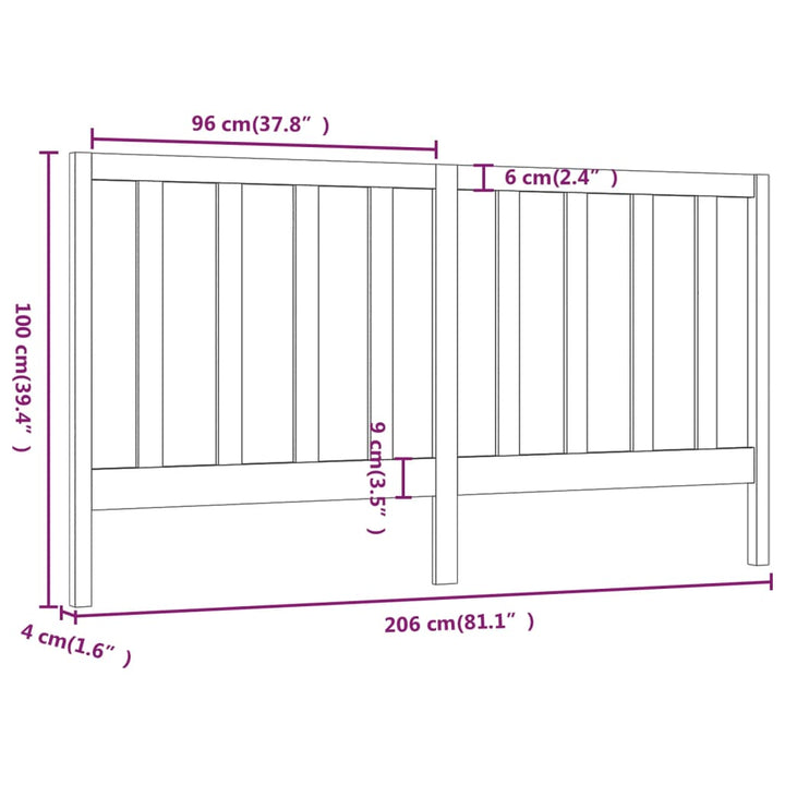 sengegærde 206x4x100 cm massivt fyrretræ sort