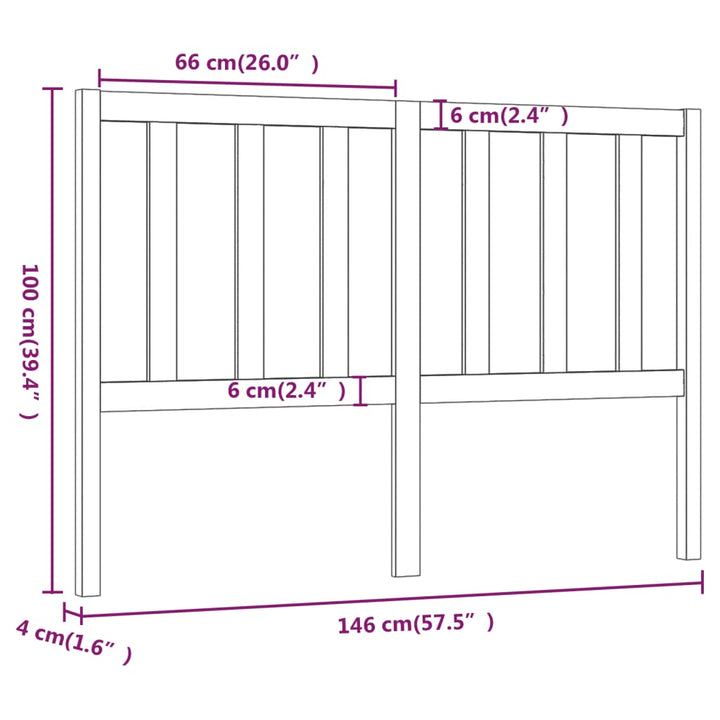sengegærde 146x4x100 cm massivt fyrretræ sort