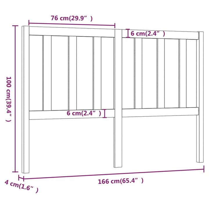 sengegærde 166x4x100 cm massivt fyrretræ sort