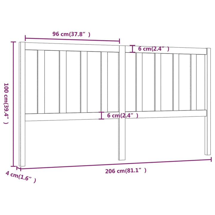 sengegærde 206x4x100 cm massivt fyrretræ sort