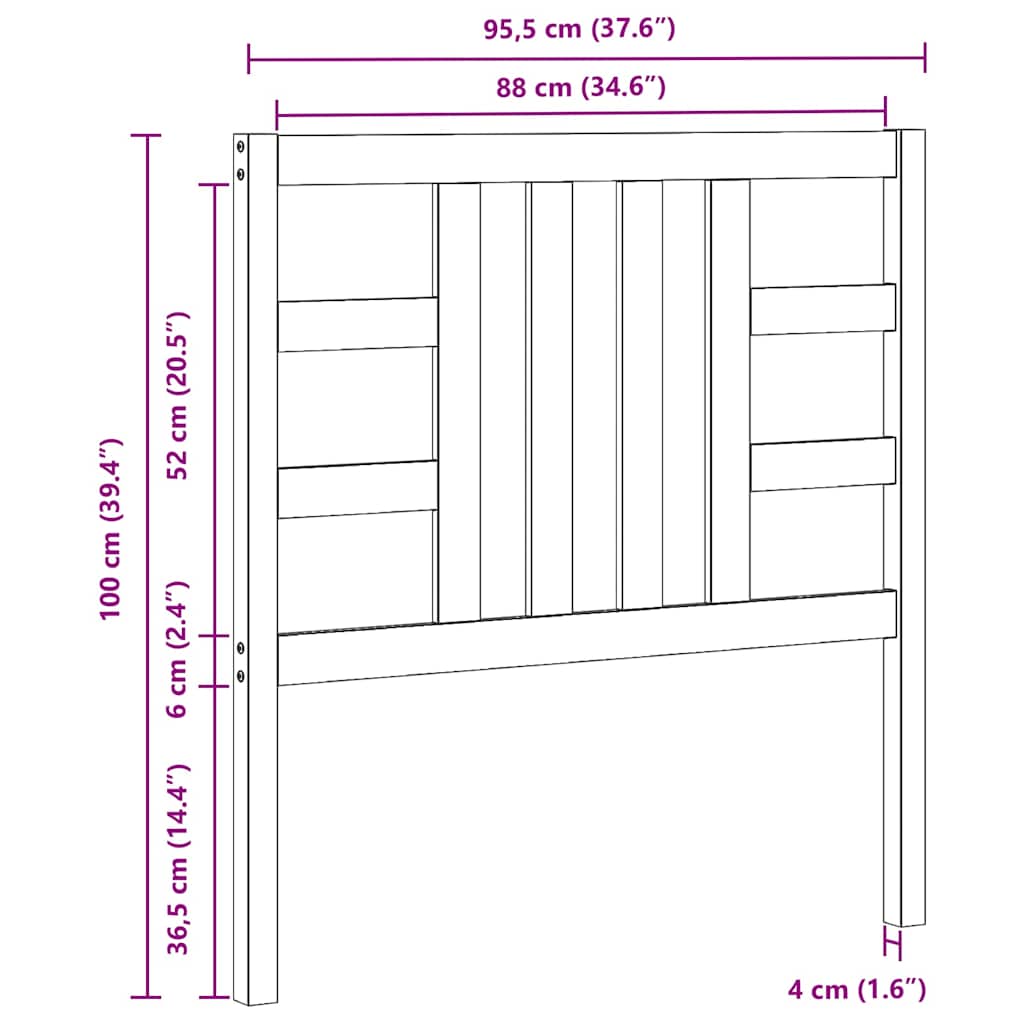 sengegærde 96x4x100 cm massivt fyrretræ grå