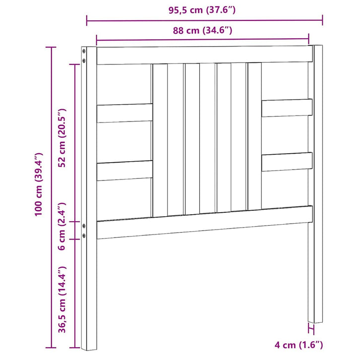 sengegærde 96x4x100 cm massivt fyrretræ grå