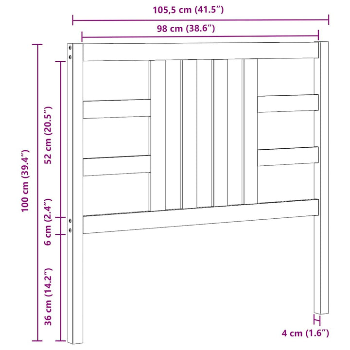 sengegærde 106x4x100 cm massivt fyrretræ hvid