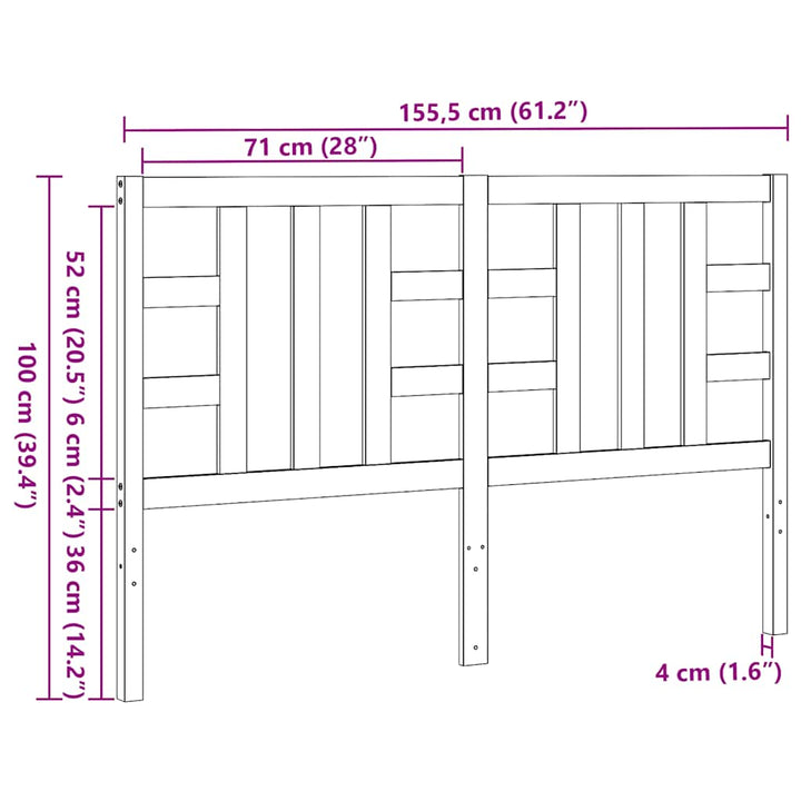 sengegærde 156x4x100 cm massivt fyrretræ gyldenbrun