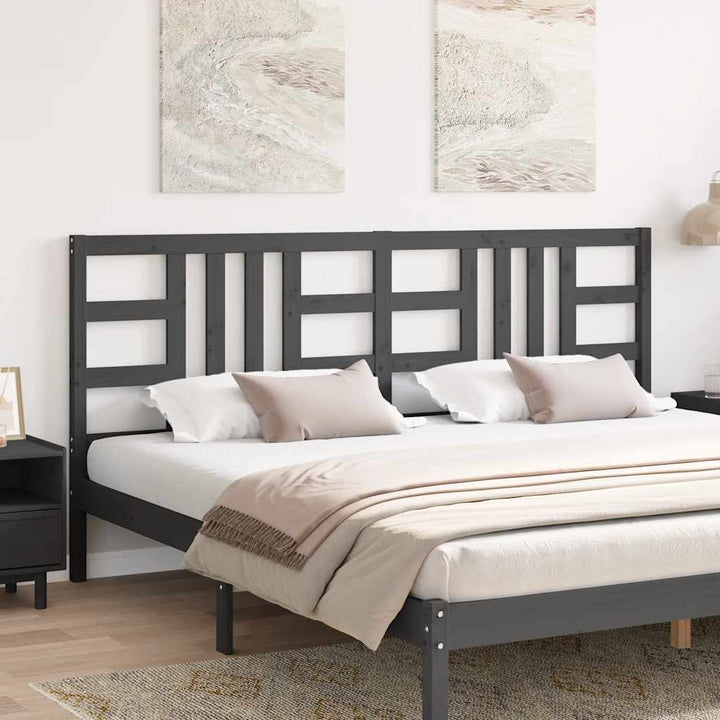 sengegærde 206x4x100 cm massivt fyrretræ grå