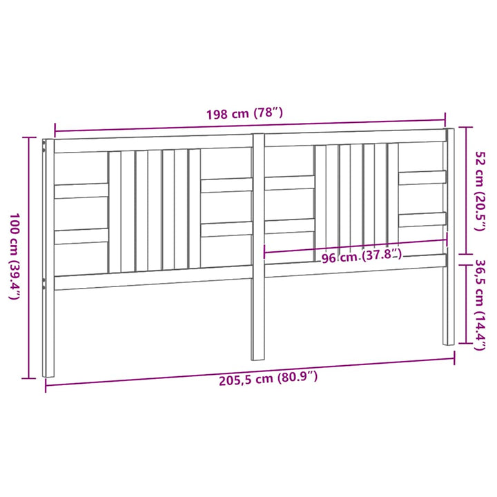 sengegærde 206x4x100 cm massivt fyrretræ sort